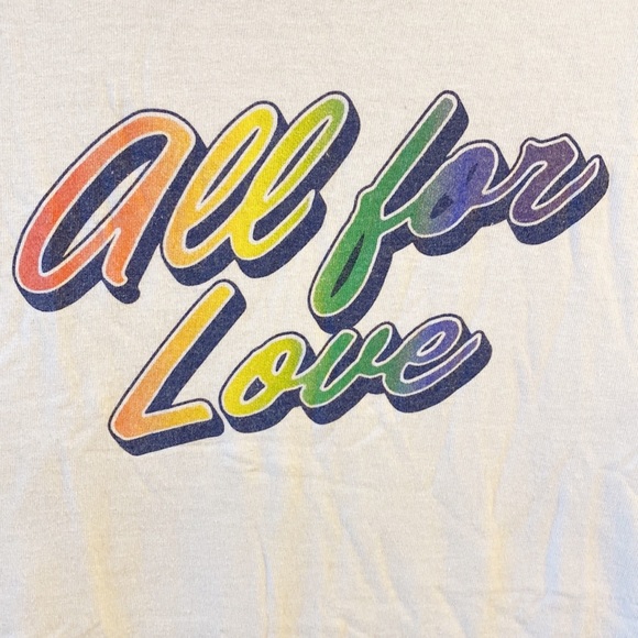 All for Love | White Cotton T-Shirt rainbow lettering small - Picture 2 of 5